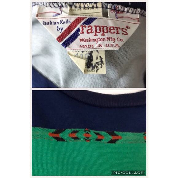 Vintage 1970s stripe Knit Crew Neck Tee Shirt Long Sleeve / womens XS - Picture 2 of 6